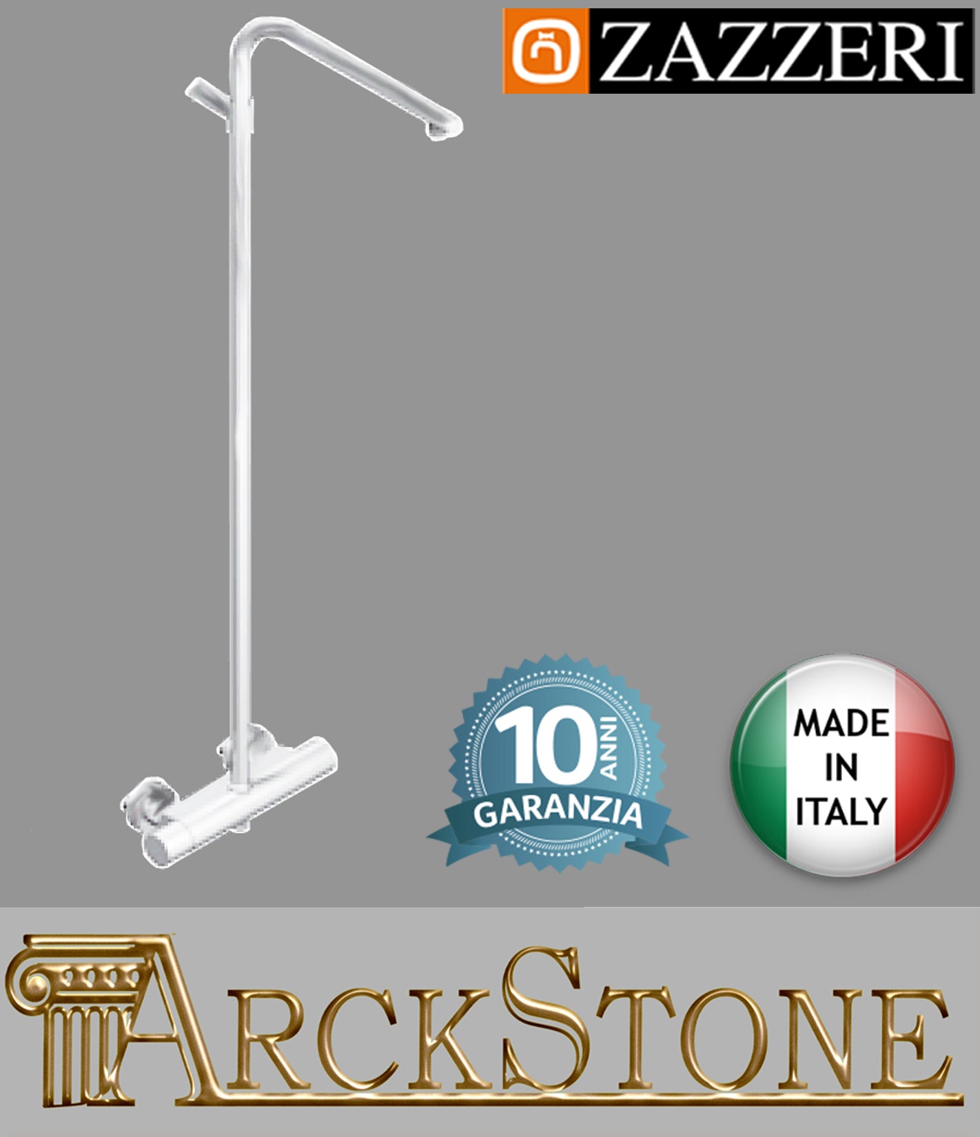 Colonna doccia marca casa Zazzeri modello Shower Unix miscelatore rubinetto termostatico esterno deviatore palo finitura bianco arredamento bagno rubinetteria garanzia 10 anni azienda certificata qualità made in italy