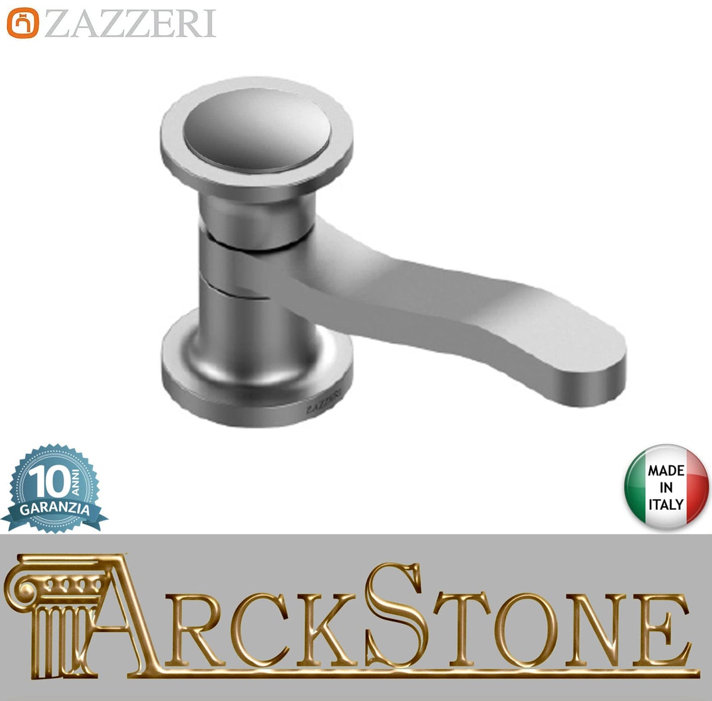 Zazzeri Rubinetterie JK21 Mono Miscelatore Lavabo Appoggio Con Bocca Girevole Monoforo Monocomando Altezza 91 mm Senza Piletta Di Scarico Stile Moderno Materiale Acciaio Inox Finitura Acciaio Spazzolato