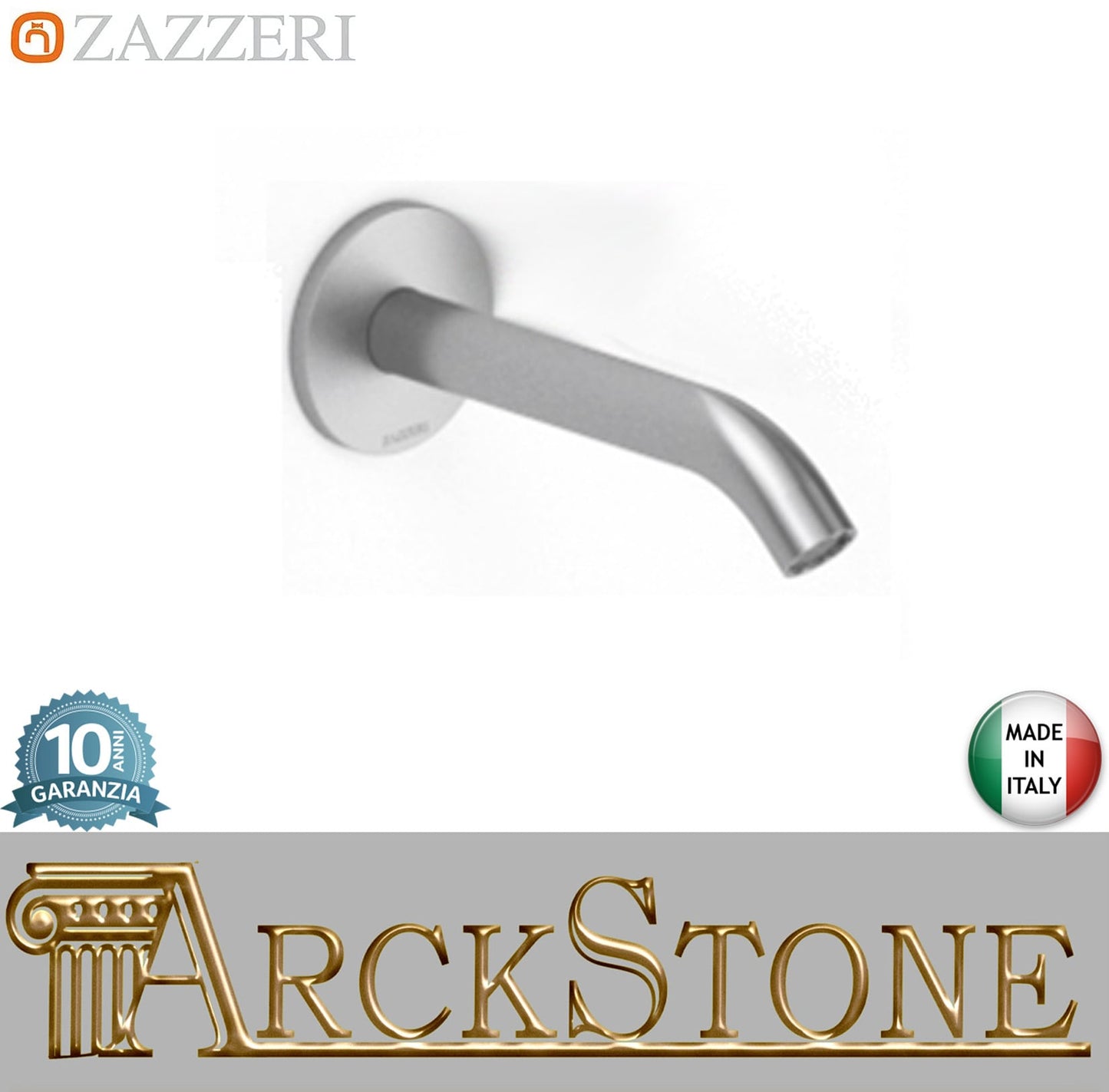 Zazzeri Rubinetterie JK21 Mono Bocca Getto D'erogazione Vasca Incasso A Muro Monoforo Lunghezza 160 mm Uscita Acqua Getto Stile Moderno Materiale Acciaio Inox Finitura Acciaio Spazzolato