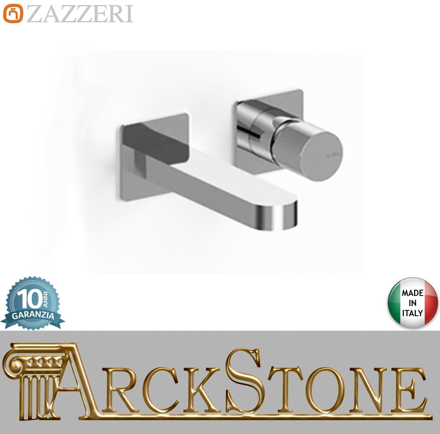 Zazzeri Rubinetterie TREND X-ONE Miscelatore Lavabo Incasso A Muro 2 Fori Monocomando Lunghezza 207 mm Senza Piletta Di Scarico Senza Piastra Stile Moderno Materiale Ottone Finitura Cromato
