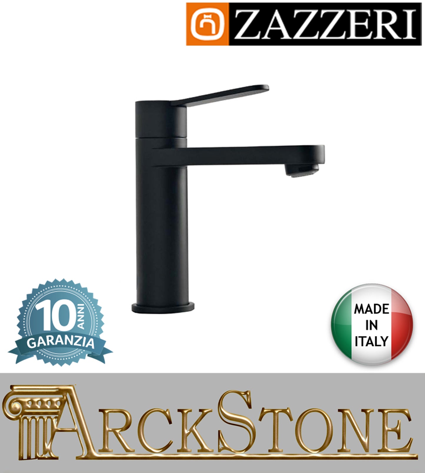 Miscelatore lavabo marca Zazzeri modello TREND X finitura ottone nero senza piletta scarico areatore appoggio anticalcare arredamento arredo bagno home autorizzato azienda certificata garanzia 10 anni qualità made in italy