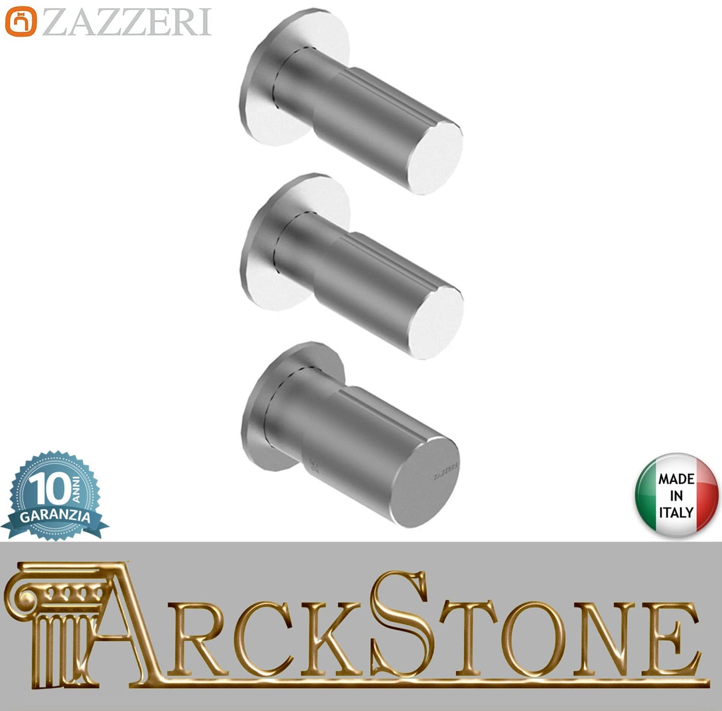 Zazzeri Rubinetterie Z316 Miscelatore Gruppo Doccia Termostatico Incasso A Muro CONFORT 2 Vie 3 Fori Monocomando Stile Moderno Materiale Acciaio Inox Finitura Acciaio Spazzolato