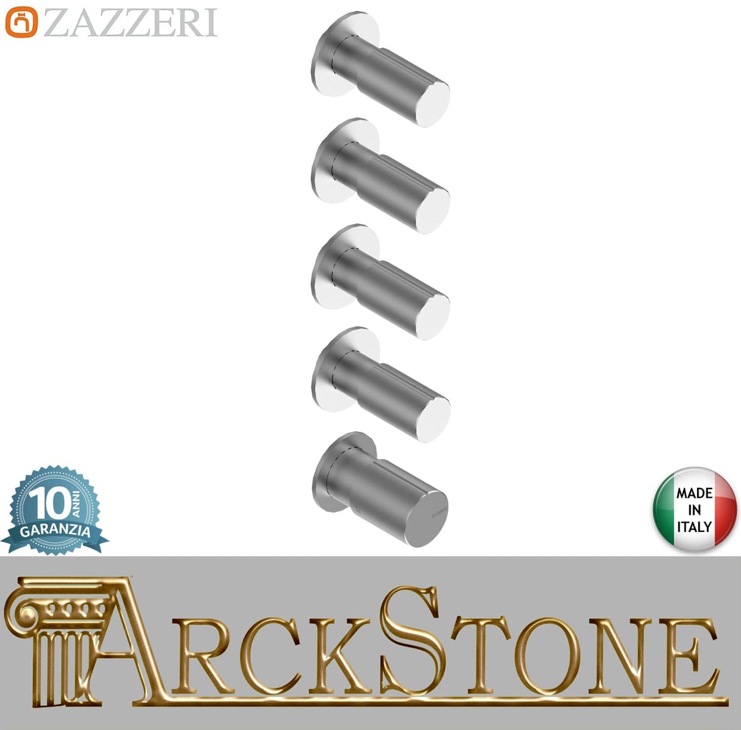 Zazzeri Rubinetterie Z316 Miscelatore Gruppo Doccia Termostatico Incasso A Muro CONFORT 4 Vie 5 Fori Monocomando Stile Moderno Materiale Acciaio Inox Finitura Acciaio Spazzolato