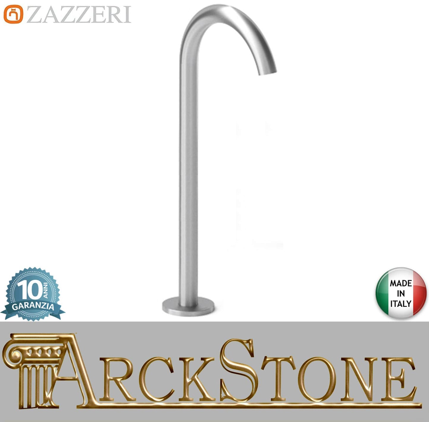 Zazzeri Rubinetterie JK21 Mono Bocca Getto D'erogazione Lavabo A Pavimento Monoforo Lunghezza 1075 mm Uscita Acqua Getto Stile Moderno Materiale Acciaio Inox Finitura Acciaio Spazzolato