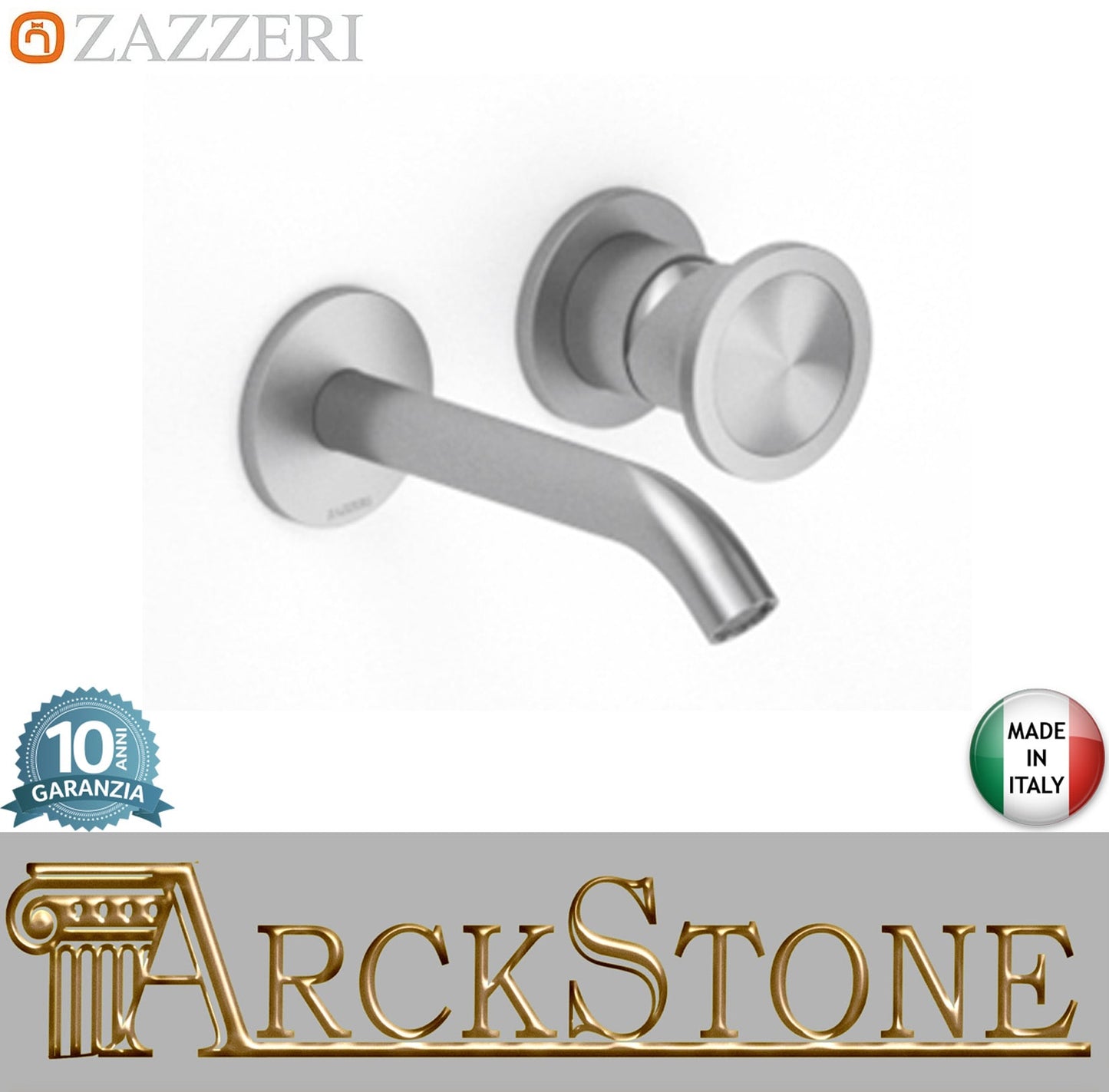 Zazzeri Rubinetterie JK21 Mono 3300B113A00+2700A113AA0ASAS Miscelatore Lavabo Incasso A Muro 2 Fori Monocomando Completo Lunghezza 160 mm Senza Piletta Di Scarico Stile Moderno Materiale Acciaio Inox Finitura Acciaio Spazzolato