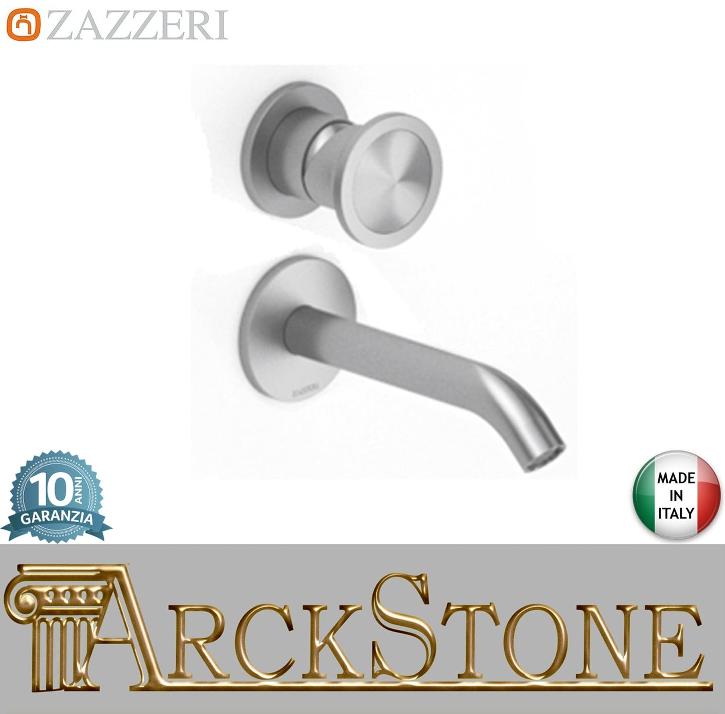 Zazzeri Rubinetterie JK21 Mono Miscelatore Lavabo Incasso A Muro 2 Fori Monocomando Completo Lunghezza 160 mm Senza Piletta Di Scarico Stile Moderno Materiale Acciaio Inox Finitura Acciaio Spazzolato