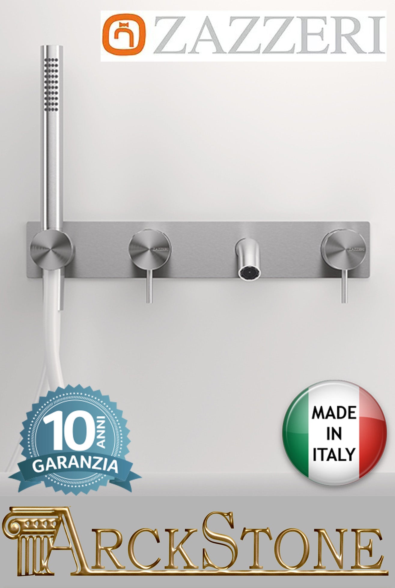 Gruppo Vasca Da Incasso Getto Da 120 mm Completo Due Miscelatori Zazzeri Z316 Mono Finitura Acciaio Spazzolato