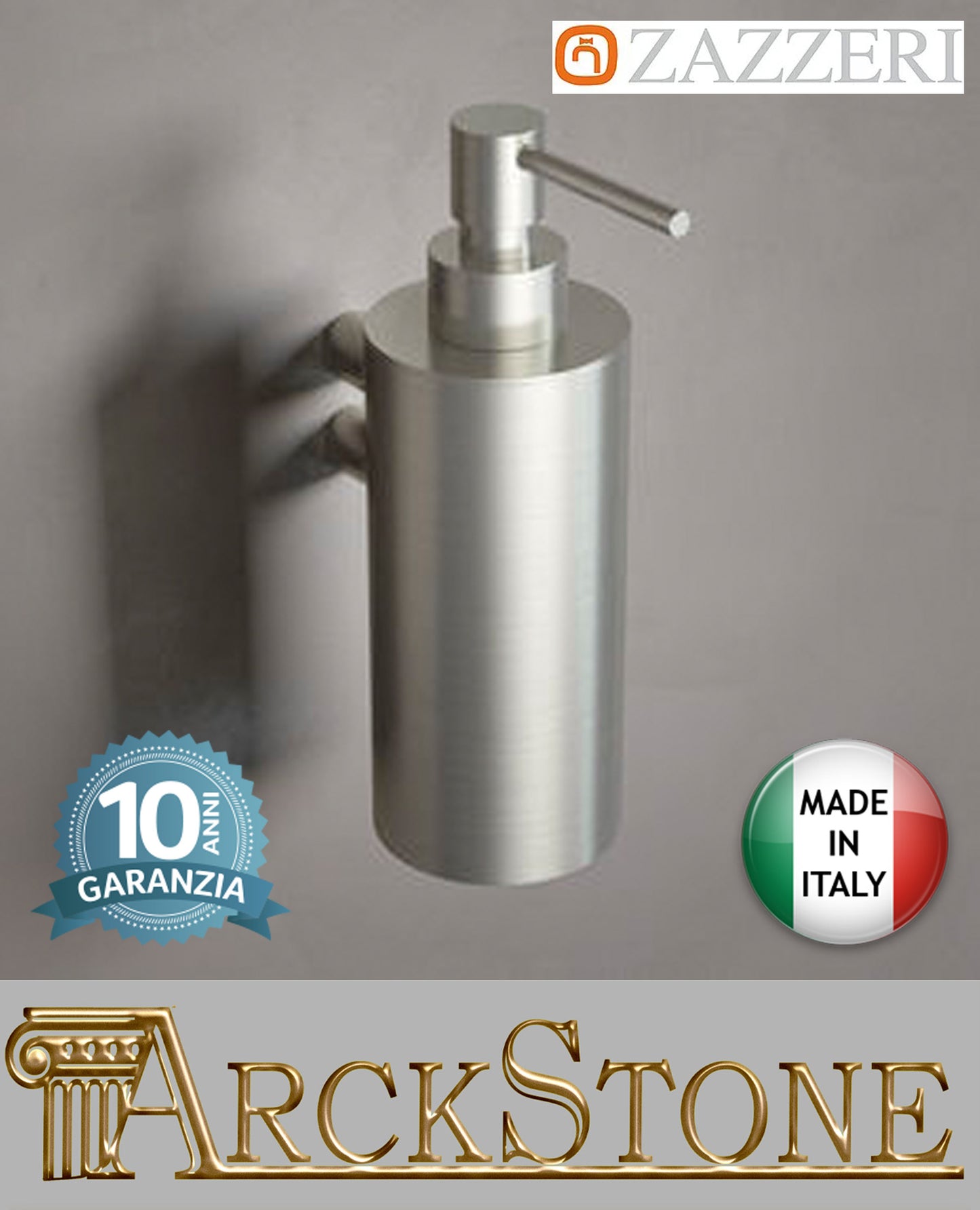 Dispenser Da Parete Zazzeri INOX ACCESSORI Finitura Acciaio Spazzolato 304