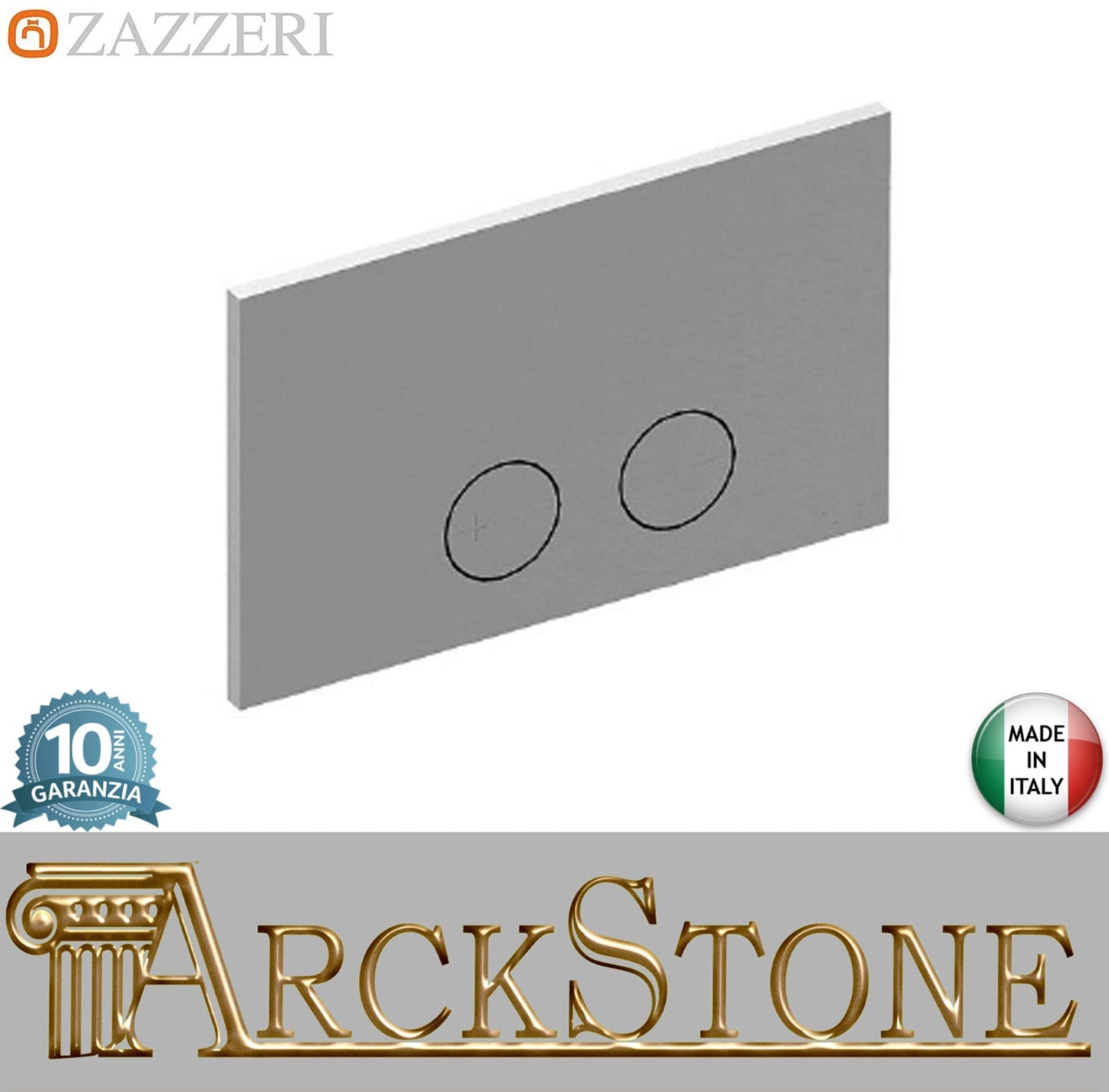 Zazzeri INOX ACCESSORI Placca Per Cassetta A Doppio Flusso Geberit (Omega) Con Pulsanti A Filo Materiale Acciaio Inox Finitura Acciaio Spazzolato