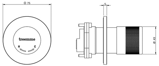 Rubinetterie Treemme 3M 40mm RWIT 13A8 IS TP + RWIT 51A8 ZZ 03 Miscelatore Monocomando Remoto Lavabo / Doccia Incasso Muro Temporizzato Chiusura Automatica 1 Via Monoforo Una Manopola Tonda Acciaio Inox Spazzolato Opaco Parte Interna Esterna Incluse