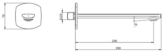 Rubinetterie Treemme 3M Albatros IT 4C61 CC ZZ ZZ Bocca a Muro 226 mm Getto di Erogazione Uscita Acqua Installazione a Parete Materiale Ottone Finitura Cromata Stile Moderno Monoforo Lunghezza 250 mm