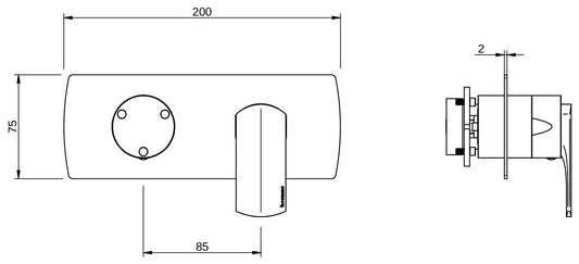 Rubinetterie Treemme 3M Albatros RWIT 4CE3 CC 01 + RWIT 22A2 ZZ 01 Miscelatore Monocomando Doccia Incasso Muro Con Deviatore 3 Uscite Meccanico Due Fori 2 Leve Con Piastra Orizzontale Staffa Per Cartongesso Ottone Cromato Parte Interna Esterna Incluse