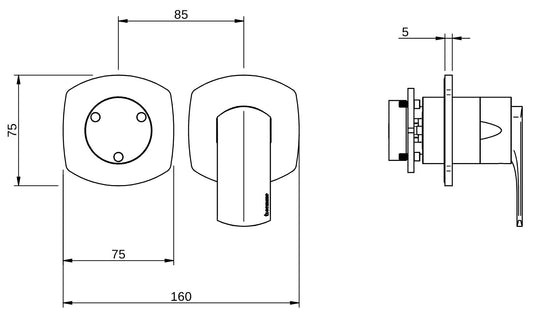 Rubinetterie Treemme 3M Albatros RWIT 4CF3 CC 01 + RWIT 22A2 ZZ 01 Miscelatore Monocomando Doccia Incasso Muro Con Deviatore 3 Uscite Meccanico Due Fori 2 Leve Senza Piastra Orizzontale Staffa Per Cartongesso Ottone Cromato Parte Interna Esterna Incluse