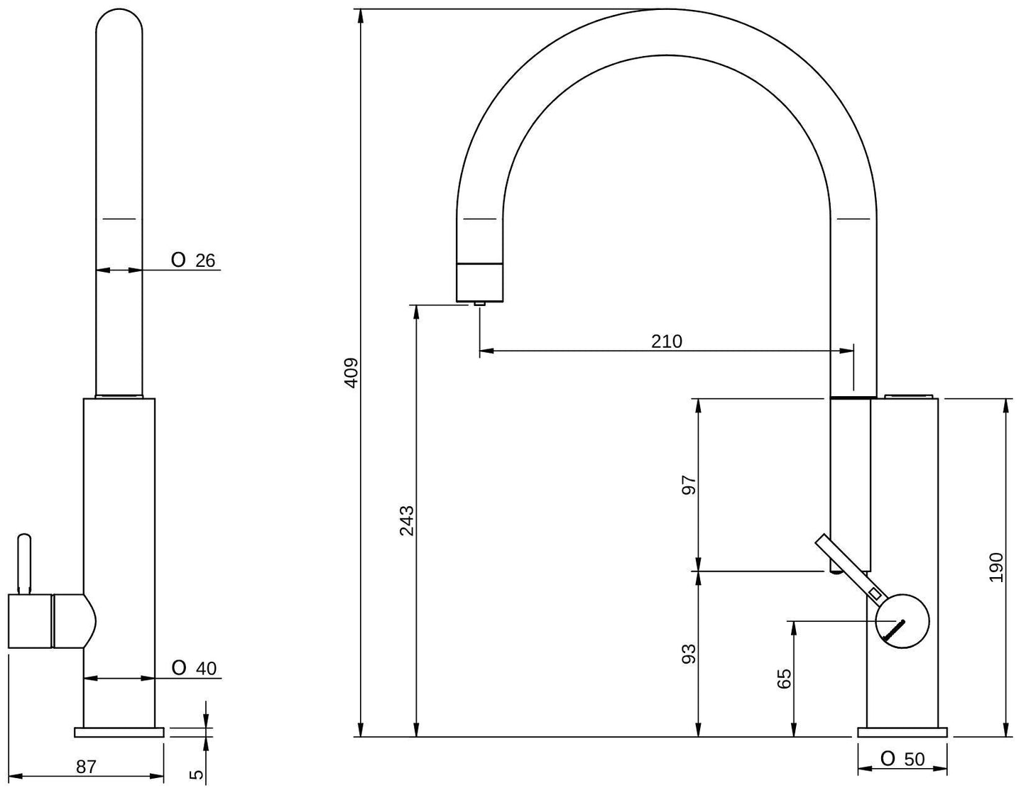 Rubinetterie Treemme 3M Kitchen - Design IT 5509 CC UP ZZ Miscelatore Lavello a 3 Vie Per Cucina Lavanderia Lavatoi Appoggio 1 Leva Monoforo Miscelazione Meccanica Stile Moderno Collo Girevole 360° Altezza 409 mm Profondità 210 mm Ottone Cromato