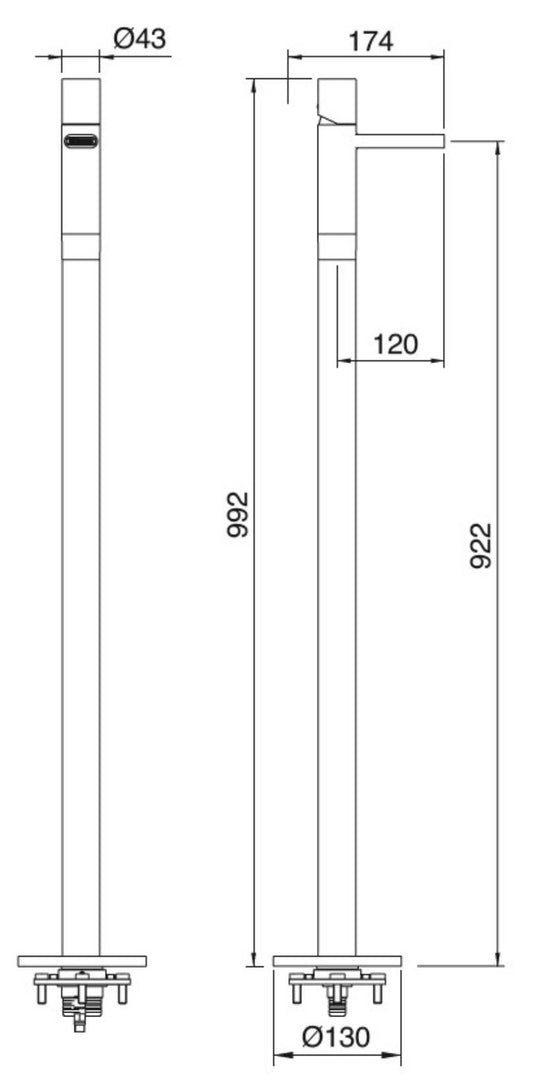 Rubinetterie Treemme Nanotech Nanotech RWIT 5414 CC 50 + RWIT 4A62 ZZ 50 Miscelatore Monocomando Lavabo Da Terra Materiale Ottone Finitura Cromata