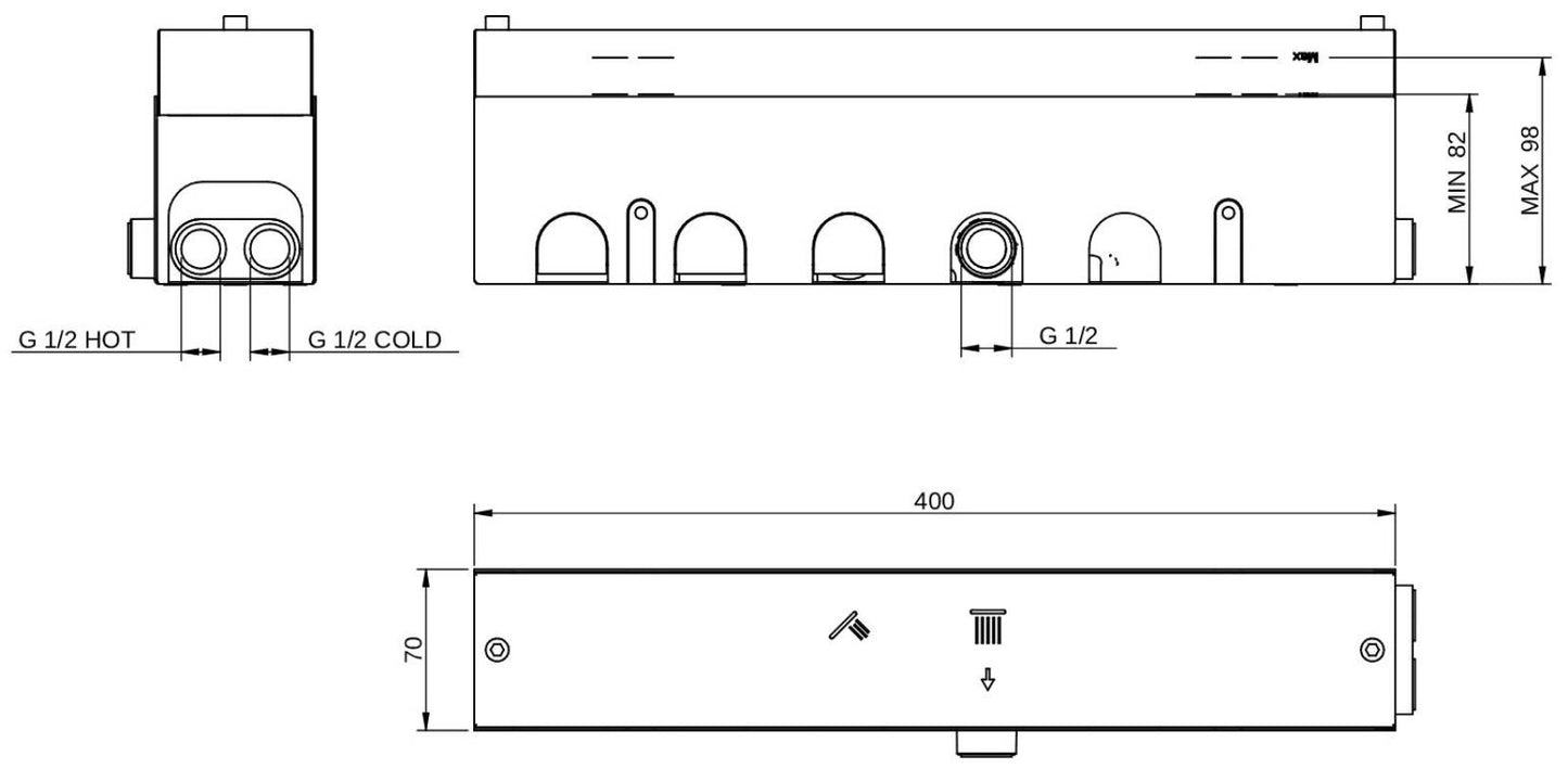Rubinetterie Treemme 3M W-Touch RWIT 1B92 CC 01 + RWIT 1B92 ZZ 30 Miscelatore Doccia Termostatico Incasso 2 Uscite Parete 6 Fori Sistema Premi e Regola Con Doccetta e Piastra Stile Moderno Parte Interna Esterna Incluse Materiale Ottone Finitura Cromata