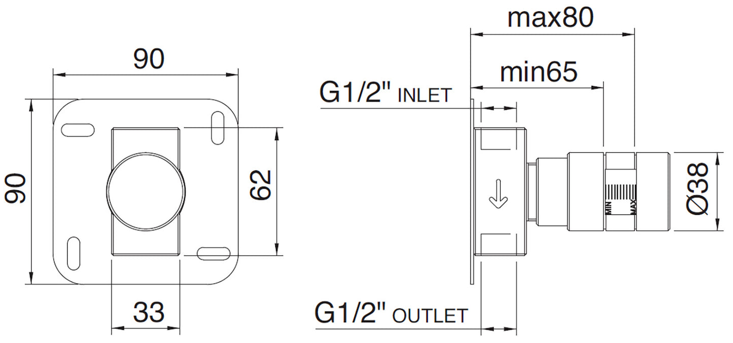 Rubinetterie Treemme 3M Appia RWIT 3C40 CC AO + RWIT 7A40 ZZ 02 Rubinetto D’Arresto 1/2” Installazione Parete Monoforo Stile Classico Contemporaneo Parte Interna Esterna Incluse Materiale Ottone Finitura Cromata