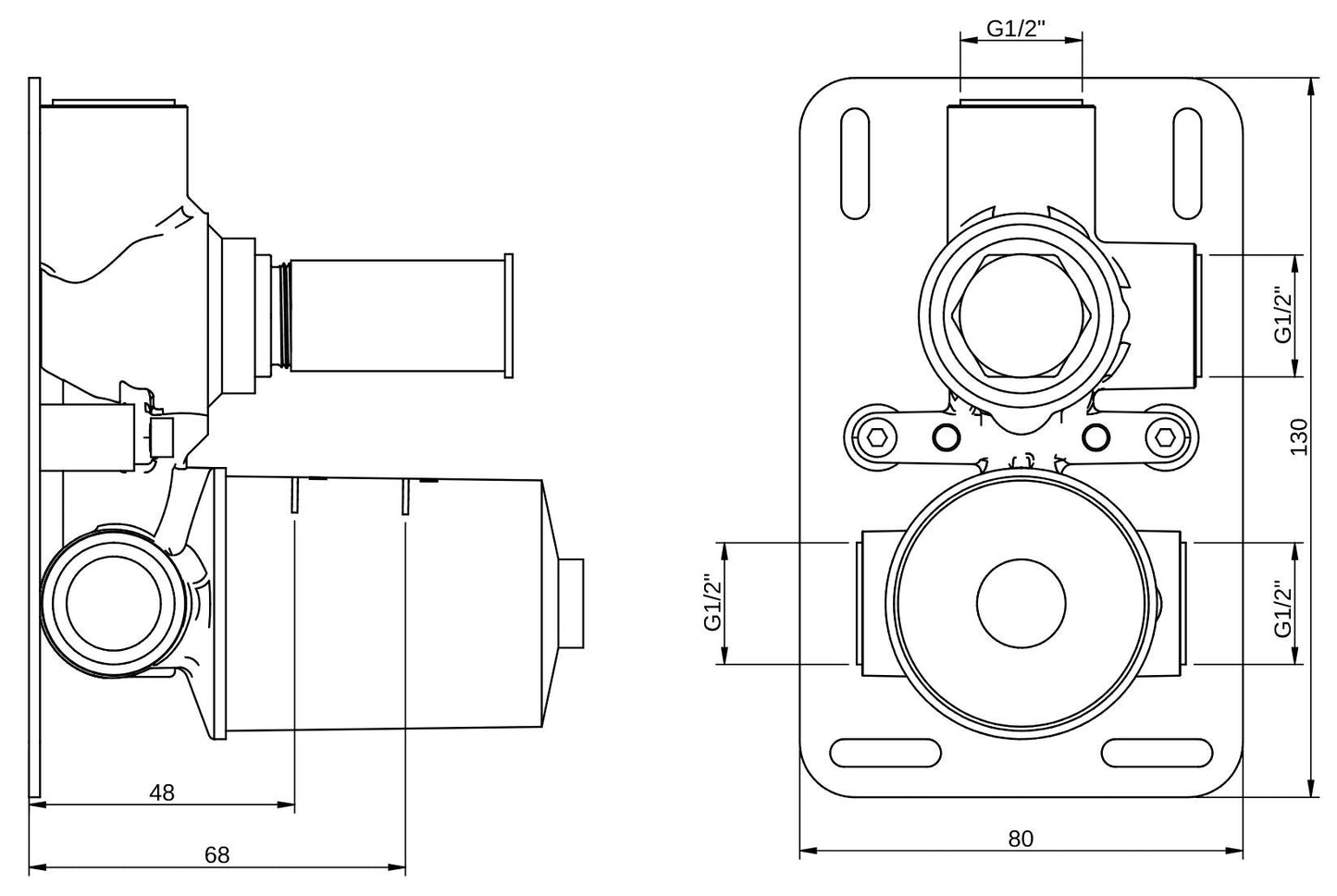 Rubinetterie Treemme 3M Contract Xero+ RWIT 7C49 CC 02 + RWIT 7C49 ZZ 01 Miscelatore Monocomando Vasca Doccia Incasso Meccanico 2 Vie Parete 2 Fori 1 Manopola Parte Interna Esterna Incluse Stile Moderno Con Piastra Ottone Cromato