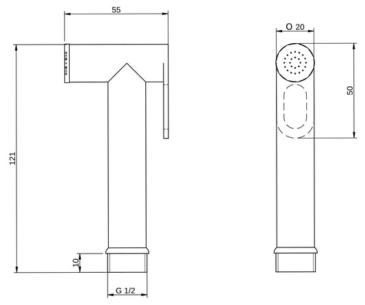 Rubinetterie Treemme 3M Showers & Thermostatics IT RTDO 161 CC Doccetta Idroscopino Tondo Per WC Materiale Metallo Finitura Cromato
