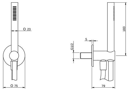 Rubinetterie Treemme 3M Showers & Thermostatics RWIT 5BD4 CC 20 Duplex Presa Acqua Kit Gancio Ottone Flessibile PVC 1,5 Metri E Doccetta In Metallo Estraibile Forma Tonda Stilo Finitura Cromata Portata 8 Litri Al Minuto