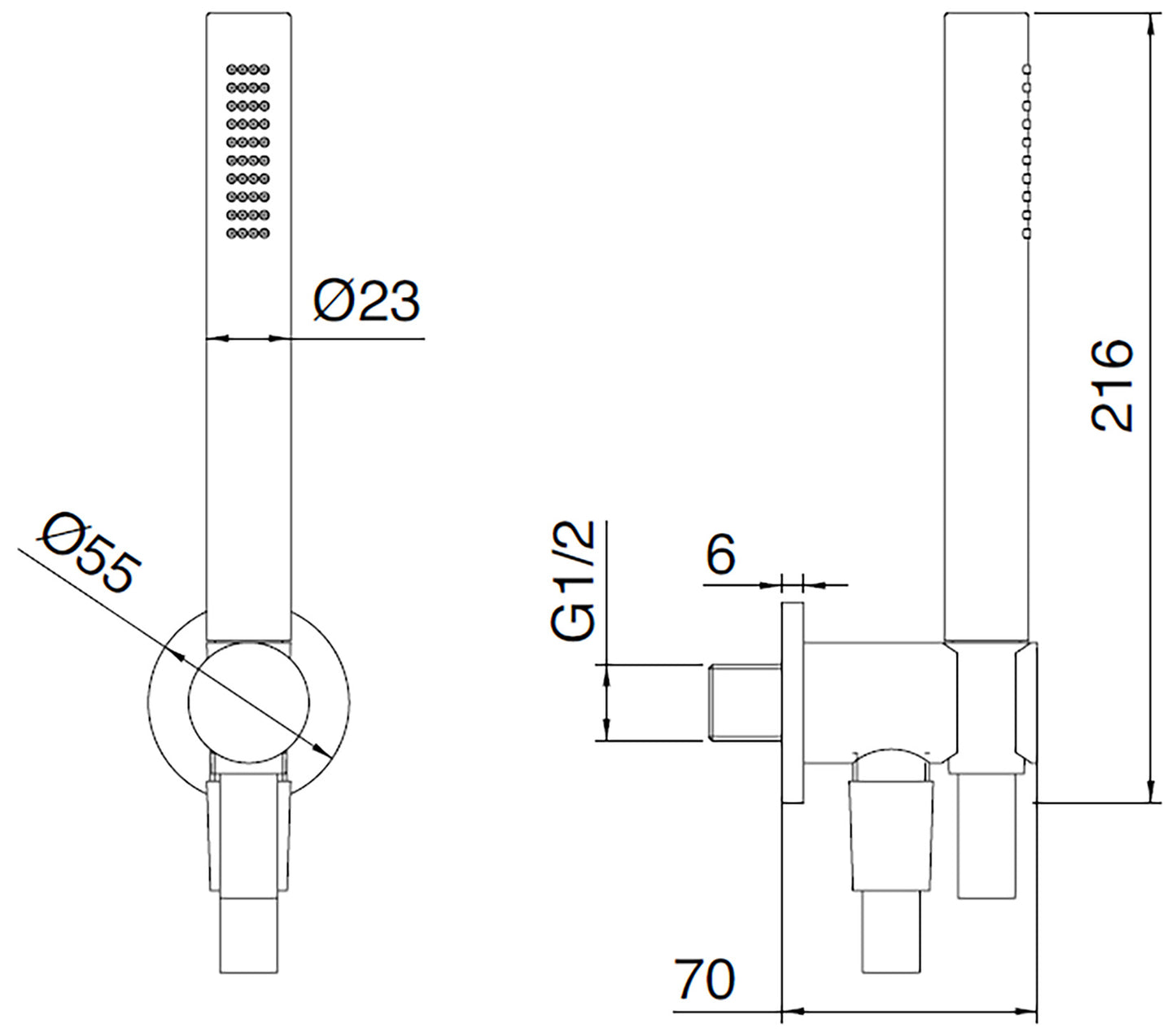 Rubinetterie Treemme 3M W-Smart RWIT 2847 IS 71 Duplex Kit Gancio Presa Acqua Parete Doccetta Forma Tonda Materiale Acciaio Finitura Inox Spazzolato Opaco Flessibile PVC Portata 8 Litri Al Minuto