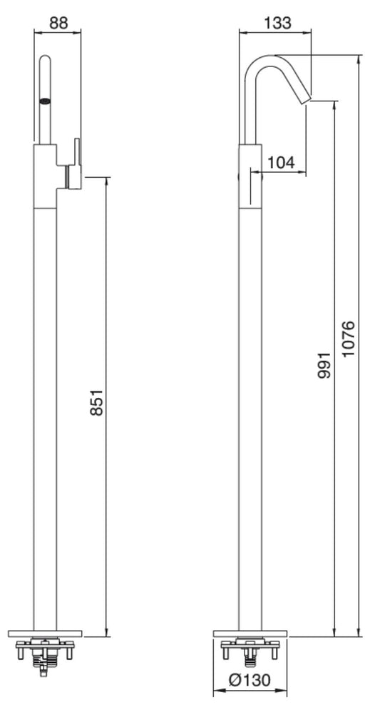 Rubinetterie Treemme X-CHANGE_mono RWIT 7514 CC 50 + RWIT 4A62 ZZ 50 Miscelatore Monocomando Lavabo Da Terra Materiale Ottone Finitura Cromata
