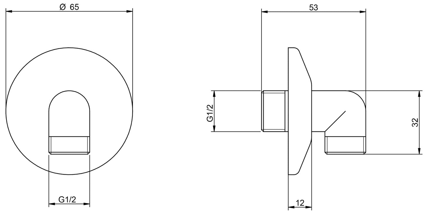 Rubinetterie Treemme 3M Contract Xero+ IT 0453 CC ZZ ZZ Presa Acqua A Muro Tonda Per Doccetta a Mano Materiale Ottone Finitura Cromata