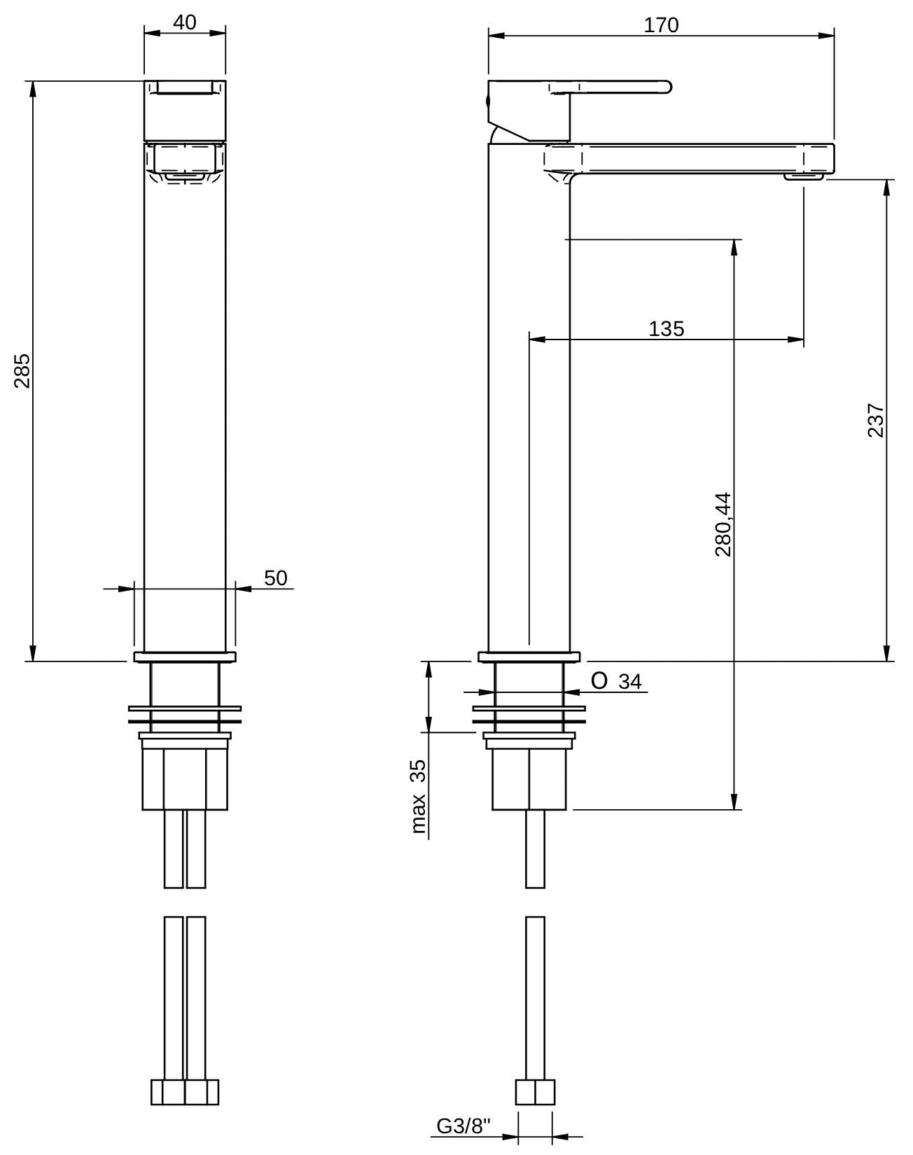 Rubinetterie Treemme 3M Contract Xero+ IT 7C18 CC XE ZZ Miscelatore Monocomando Lavabo 237 Da Appoggio Monoforo 1 Manopola Miscelazione Meccanica Stile Moderno Altezza 285 mm Profondità 170 mm Materiale Ottone Finitura Cromata