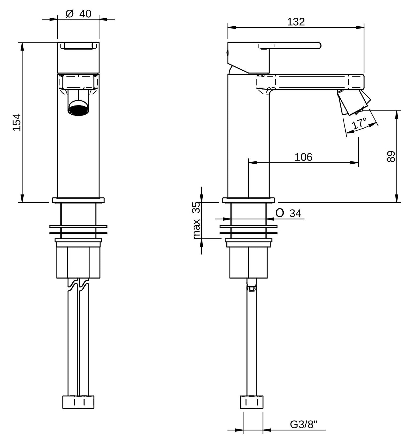 Rubinetterie Treemme 3M Contract Xero+ IT 7C22 CC XE ZZ Miscelatore Bidet Da Appoggio Monoforo 1 Manopola Miscelazione Meccanica Stile Moderno Altezza 154 mm Profondità 132 mm Materiale Ottone Finitura Cromata