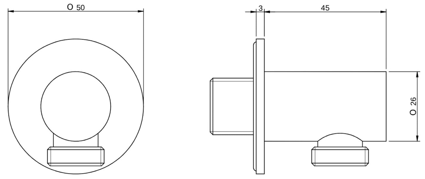 Rubinetterie Treemme 3M Contract Xero+ IT RTGA 123 CC Presa Acqua A Muro Tonda Materiale Ottone Finitura Cromata