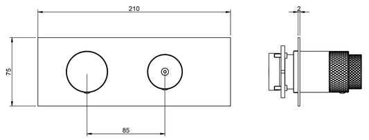 Rubinetterie Treemme 3M 22mm RWIT 11E2 IS 01 + RWIT 22A2 ZZ 01 Miscelatore Monocomando Doccia Incasso Parete Meccanico Deviatore 2 Vie Due Fori Piastra Posizione Orizzontale Staffa Cartongesso Acciaio Inox Spazzolato Opaco Parte Interna Esterna Incluse