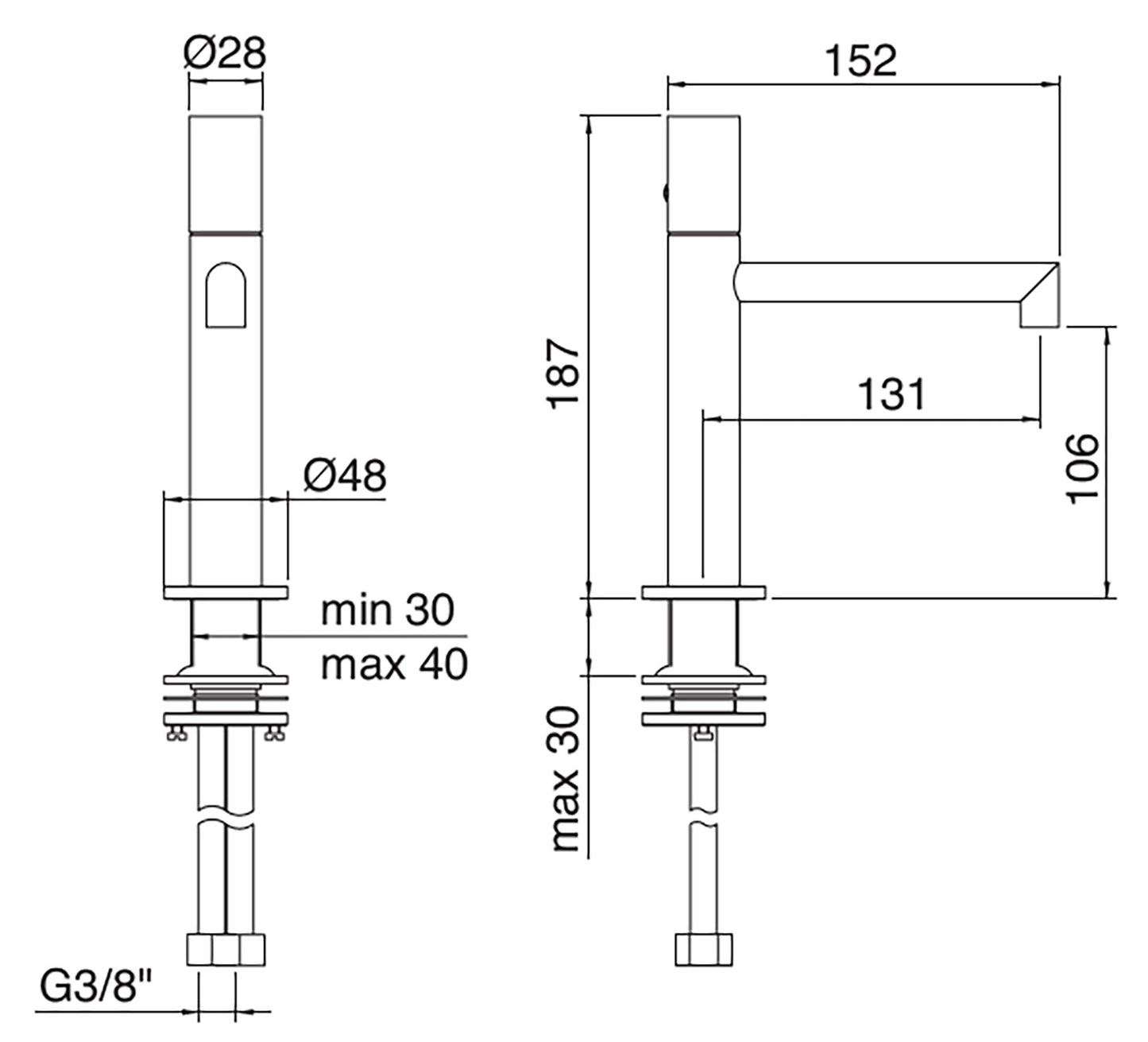 Rubinetterie Treemme 3M 28mm IT 3B11 IS GD ZZ Miscelatore Monocomando Lavabo 106 Appoggio 1 Manopola Liscia Monoforo Miscelazione Meccanica Forma Tonda Stile Moderno Altezza 187 mm Lunghezza 152 mm Materiale Acciaio Finitura Inox Spazzolato Opaco