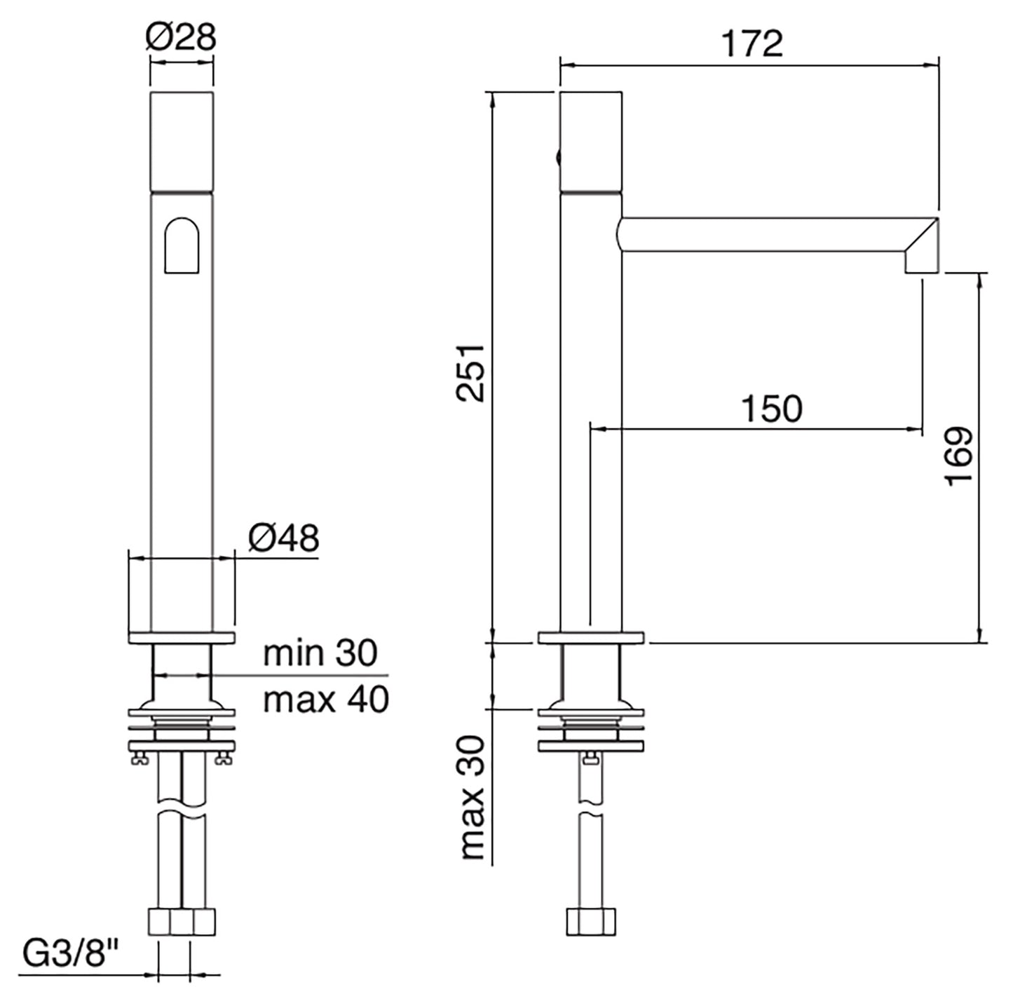 Rubinetterie Treemme 3M 28mm IT 3B27 IS GD ZZ Miscelatore Monocomando Lavabo 169 Appoggio 1 Manopola Liscia Monoforo Miscelazione Meccanica Forma Tonda Stile Moderno Altezza 251 mm Lunghezza 172 mm Materiale Acciaio Finitura Inox Spazzolato Opaco