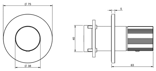 Rubinetterie Treemme 3M 28mm RWIT 3BC8 IS G1 + RWIT 51A8 ZZ 03 Miscelatore Monocomando Remoto Lavabo / Doccia Incasso Muro Meccanico 1 Via Monoforo Una Manopola Zigrinata Tonda Staffa Cartongesso Acciaio Inox Spazzolato Opaco Parte Interna Esterna Incluse