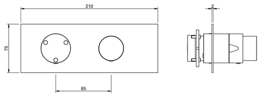 Rubinetterie Treemme 3M 28mm RWIT 3BE3 IS 01 + RWIT 22A2 ZZ 01 Miscelatore Monocomando Doccia Incasso Muro Meccanico Deviatore 3 Vie 2 Fori Manopola Liscia Piastra Orizzontale Staffa Cartongesso Acciaio Inox Spazzolato Opaco Parte Interna Esterna Incluse