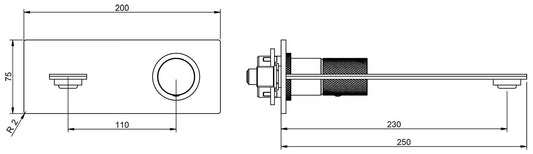 Rubinetterie Treemme 3M 3.6 RWIT 9AA6 IS 21 + RWIT 51A5 ZZ 01 Miscelatore Monocomando Lavabo Incasso 230 a Muro 1 Manopola 2 Fori Meccanico Moderno Lunghezza 250 mm Con Piastra Staffa Cartongesso Acciaio Inox Spazzolato Opaco Parte Interna Esterna Incluse