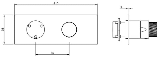 Rubinetterie Treemme 3M 3.6 RWIT 9AE3 IS 02 + RWIT 22A2 ZZ 01 Miscelatore Monocomando Doccia Incasso Parete Meccanico Deviatore 3 Vie Due Fori 1 Manopola Piastra Orizzontale Staffa Cartongesso Acciaio Inox Spazzolato Opaco Parte Interna Esterna Incluse