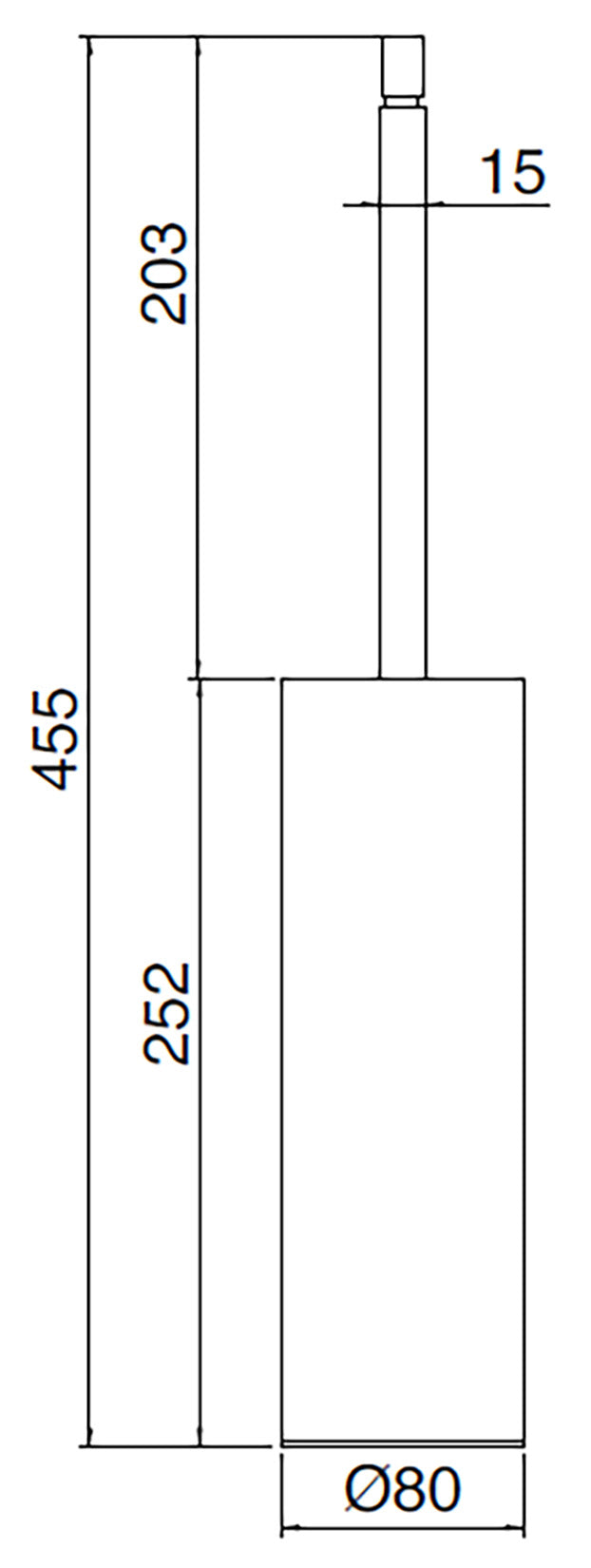 Rubinetterie Treemme 3M 40mm IT 4Z13 IS ZZ ZZ Portascopino Per Bagno Installazione A Parete Altezza 455 mm Diametro Ø80 mm Materiale Acciaio Finitura Inox Spazzolato Opaco