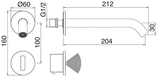 Rubinetterie Treemme 3M Electronic Washbasin Tap RWIT 1396 IS EL + RWIT 1395 ZZ 01 Rubinetto Elettronico Con Fotocellula Per Lavabo 204 Parete 2 Fori Elettrico Standard Solo Acqua Fredda Lunghezza 212 mm Parte Interna Esterna Incluse Acciaio Inox