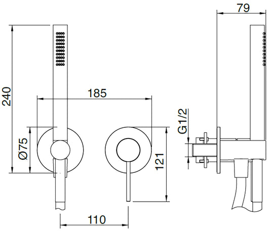 Rubinetterie Treemme 40MM Miscelatore Monocomando Meccanico Doccia Incasso A Parete Una Manopola 2 Fori Una Via Stile Moderno Materiale Acciaio Finitura Acciaio Spazzolato Opaco Inox Parte Interna Esterna Incluse