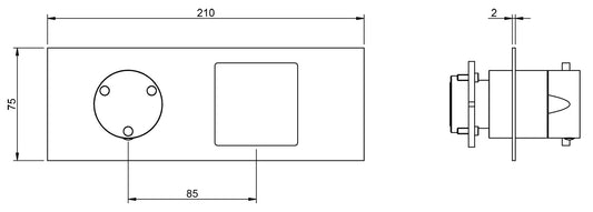 Rubinetterie Treemme 3M 5MM RWIT 28E3 IS 03 + RWIT 22A2 ZZ 01 Miscelatore Monocomando Doccia Incasso Muro Meccanico Deviatore 3 Vie Due Fori 1 Manopola Piastra Orizzontale Staffa Per Cartongesso Acciaio Inox Spazzolato Opaco Parte Interna Esterna Incluse