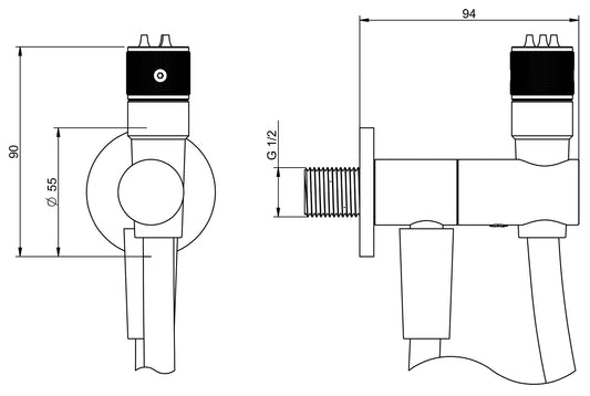 Rubinetterie Treemme 3M 5mm RWIT 6565 IS 15 Idroscopino Per WC Con Doccetta Stilo Rotonda in Metallo Girevole ON / OFF Flessibile in PVC 1 Metro Materiale Acciaio Finitura Inox Spazzolato Opaco