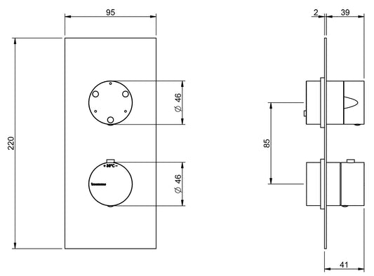 Rubinetterie Treemme 3M 5MM RWIT 8A72 IS 03 + RWIT 8A46 ZZ 20 Miscelatore Monocomando Termostatico Doccia Incasso A Parete Con Piastra E Deviatore 3 Uscite Due Fori Una Manopola Stile Moderno Acciaio Inox Parte Esterna Interna Incluse