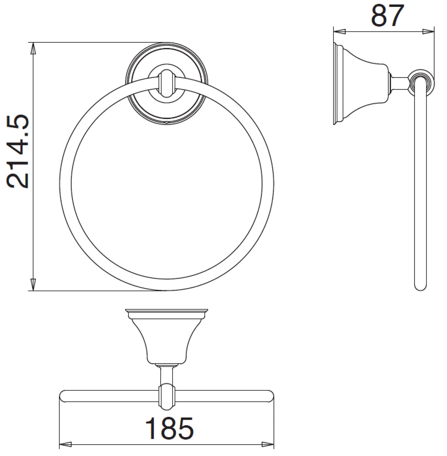 Rubinetterie Treemme 3M 8200 IT 8221 CC ZZ ZZ Portasalviette Ad Anello Per Bagno Installazione A Parete Forma Tonda Diametro Ø 185 mm Materiale Ottone Finitura Cromata