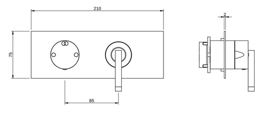 Rubinetterie Treemme 3M Arché RWIT 02E2 CC 01 + RWIT 22A2 ZZ 01 Miscelatore Monocomando Doccia Incasso Muro Con Deviatore 2 Uscite Meccanico Due Fori 1 Leva Con Piastra Orizzontale Staffa Per Cartongesso Ottone Cromata Parte Interna Esterna Incluse