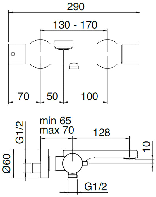 Rubinetterie Treemme 3M Contract Bamboo IT 5050 CC BM ZZ Miscelatore Monocomando Esterno Vasca a Muro Miscelazione Meccanica 2 Fori Stile Moderno Ottone Cromato