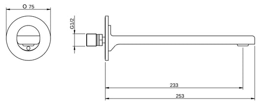 Rubinetterie Treemme 3M Bamboo IT 5061 CC ZZ HF Bocca Muro Per Vasca 233 mm Getto Erogazione Uscita Acqua Areatore Orientabile Installazione Parete Materiale Ottone Finitura Cromata Stile Moderno Monoforo Lunghezza 253 mm Portata Acqua 18 Litri Al Minuto