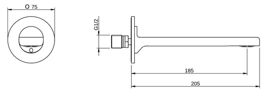 Rubinetterie Treemme 3M Bamboo IT 5063 CC ZZ HF Bocca Muro Per Vasca 185 mm Getto Erogazione Uscita Acqua Areatore Orientabile Installazione Parete Materiale Ottone Finitura Cromata Stile Moderno Monoforo Lunghezza 205 mm Portata Acqua 18 Litri Al Minuto