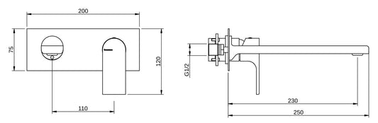 Rubinetterie Treemme 3M Bamboo RWIT 50A6 CC 01 + RWIT 51A5 ZZ 01 Miscelatore Monocomando Lavabo Incasso 230 Completo Parete 1 Leva 2 Fori Miscelazione Meccanica Moderno Con Piastra Lunghezza Bocca 250 mm Ottone Cromato Parte Interna Esterna Incluse