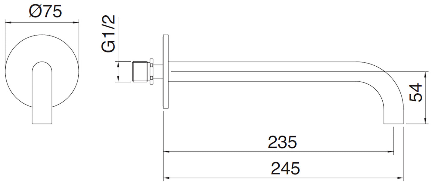 Rubinetterie Treemme 3M Electronic Washbasin Tap IT 7561 CC ZZ ZZ Bocca a Muro 235 mm Getto di Erogazione Uscita Acqua Installazione a Parete Materiale Ottone Finitura Cromata Stile Moderno Monoforo Lunghezza 245 mm Altezza 54 mm